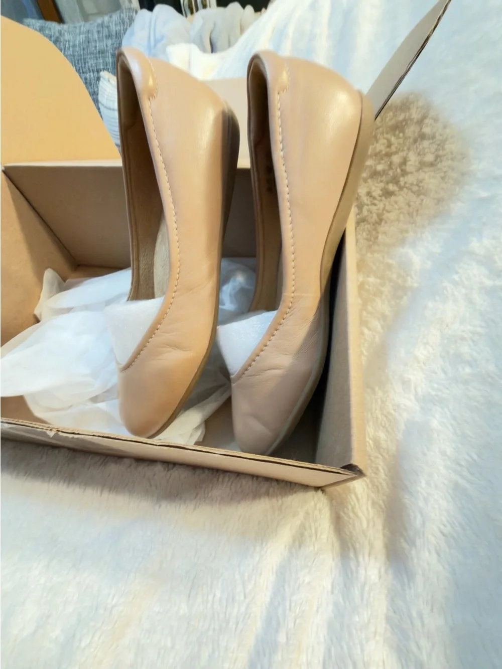 Naturalizer Women's Vivienne Ballet Flat Crème Brulee Leather 9 W - Picture 9 of 12